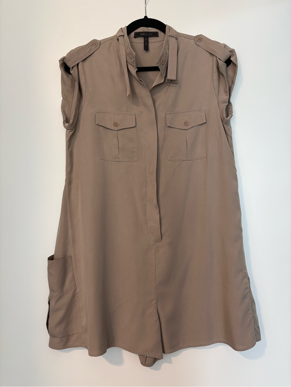 BCBGMaxAzria Sleeveless Utility Tunic in Taupe